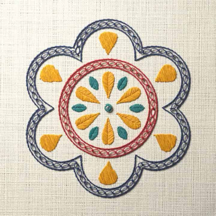 Six-lobe Gothic rosette: preview of the stitched design