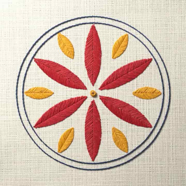 Hexafoil rosette: preview of the stitched design