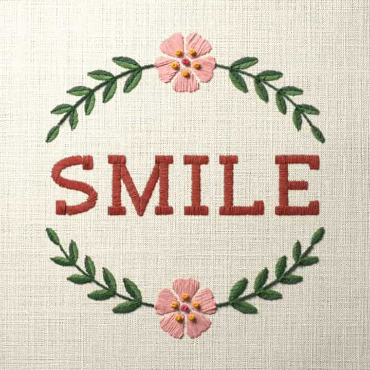 Smile: preview of the stitched design