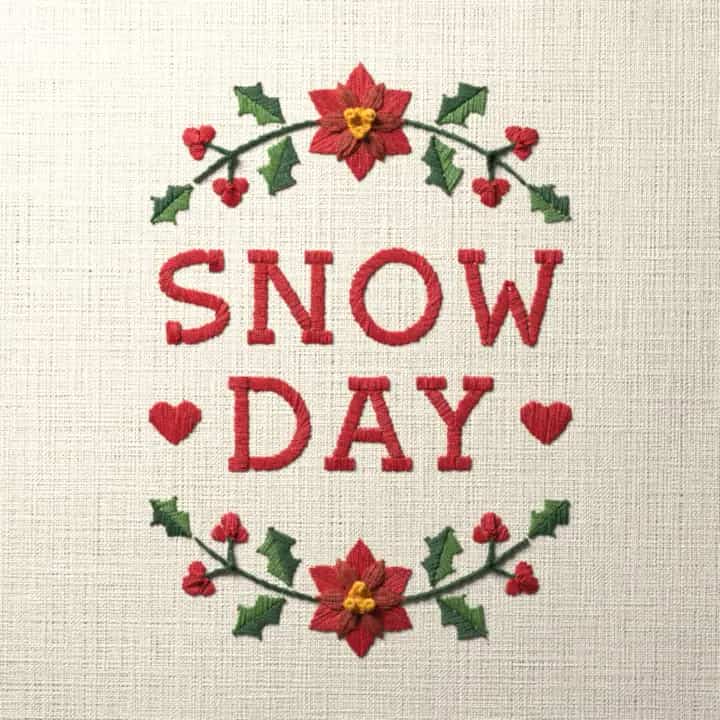 Snow day: preview of the stitched design