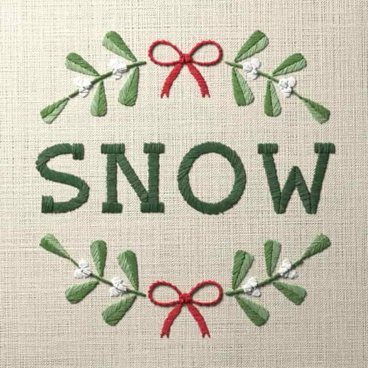 Snow in mistletoe: preview of the stitched design