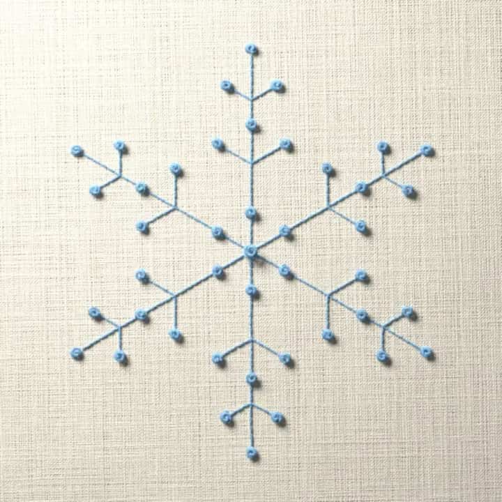 French knot snowflake: preview of the stitched design