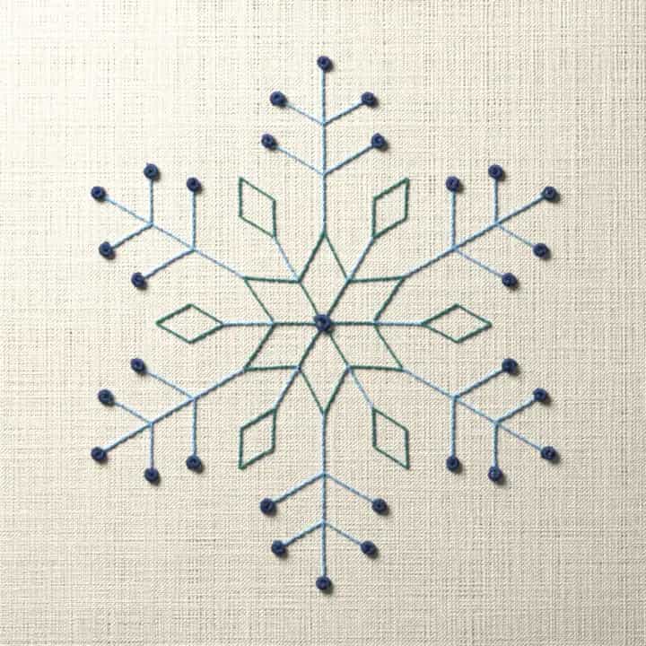 Crowned star snowflake: preview of the stitched design