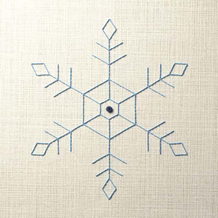Hexagon plate snowflake: preview of the stitched design