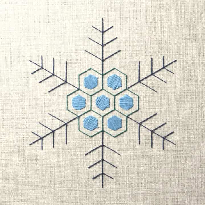 Honeycomb snowflake: preview of the stitched design