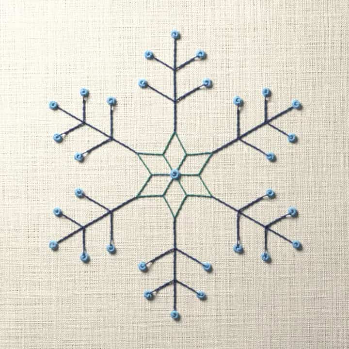 Jeweled snowflake: preview of the stitched design