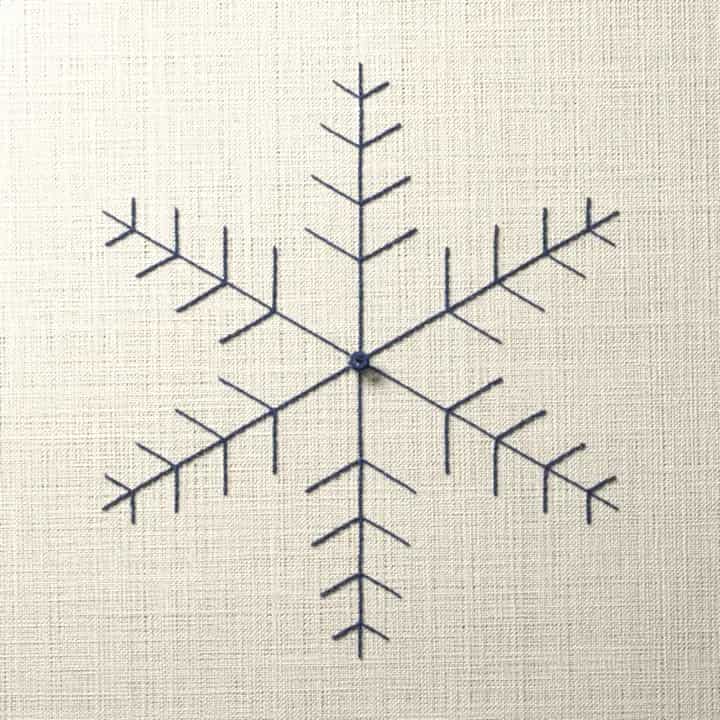Pine branch snowflake: preview of the stitched design