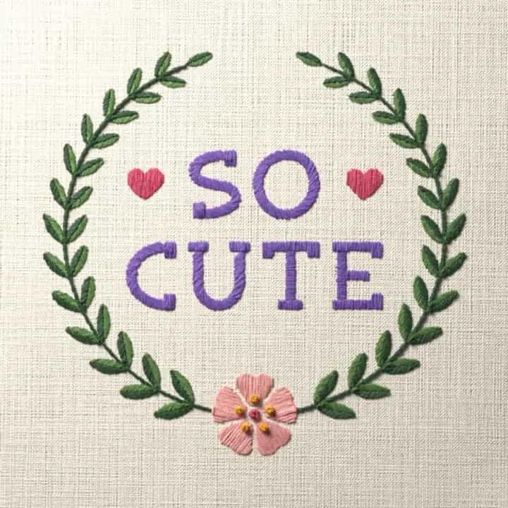 So cute: preview of the stitched design
