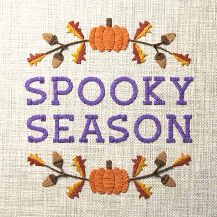 Spooky season: preview of the stitched design
