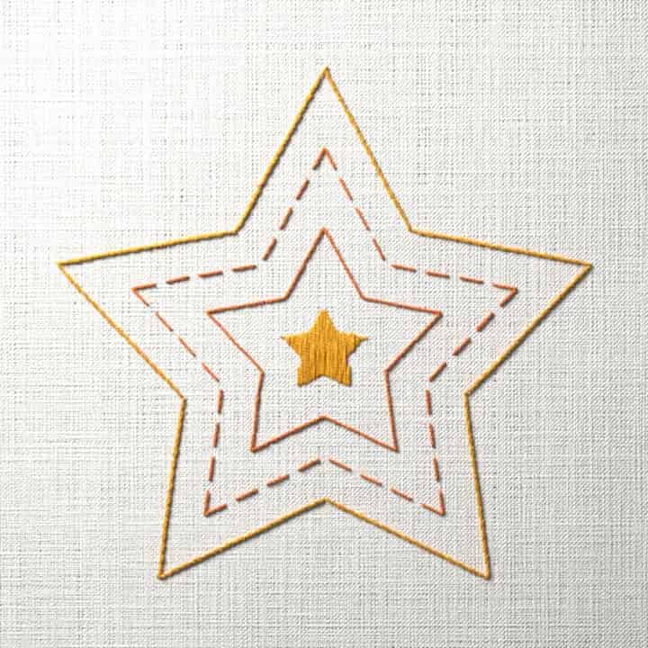 Echo star: preview of the stitched design