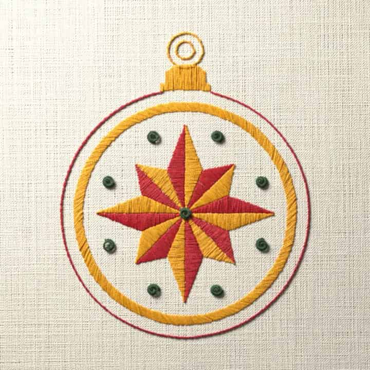 Christmas bauble with a star: preview of the stitched design