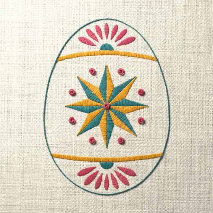 Easter egg with a star: preview of the stitched design