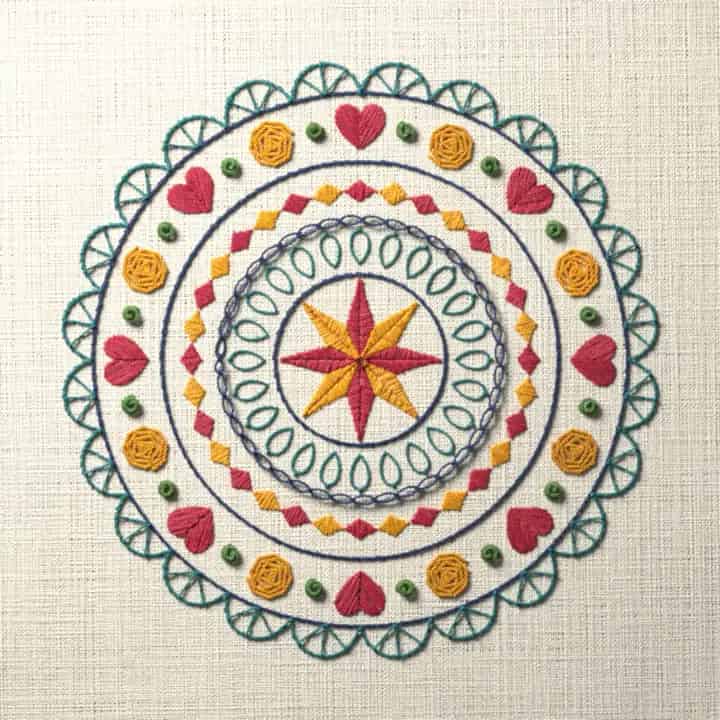 Star medallion sampler: preview of the stitched design