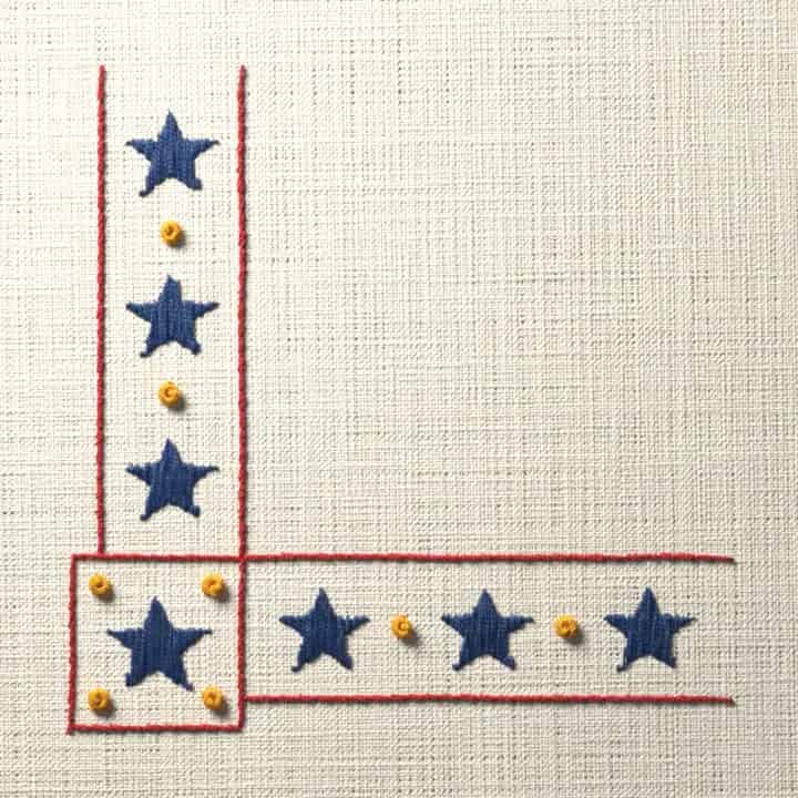 Star row corner: preview of the stitched design