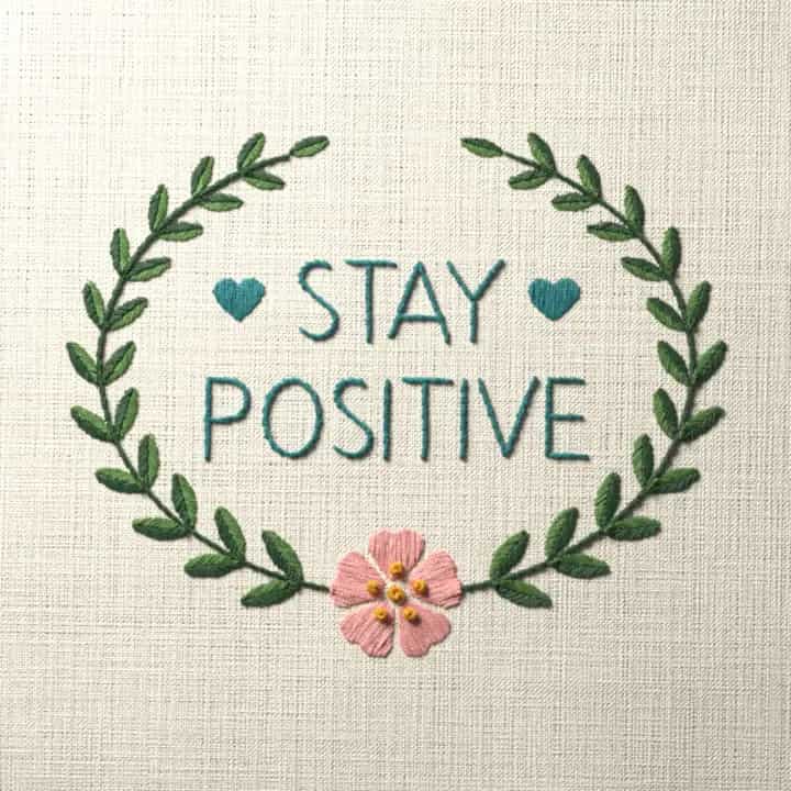 Stay positive: preview of the stitched design
