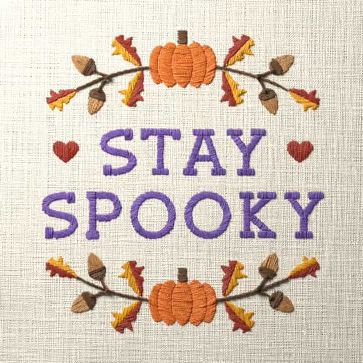 Stay spooky: preview of the stitched design