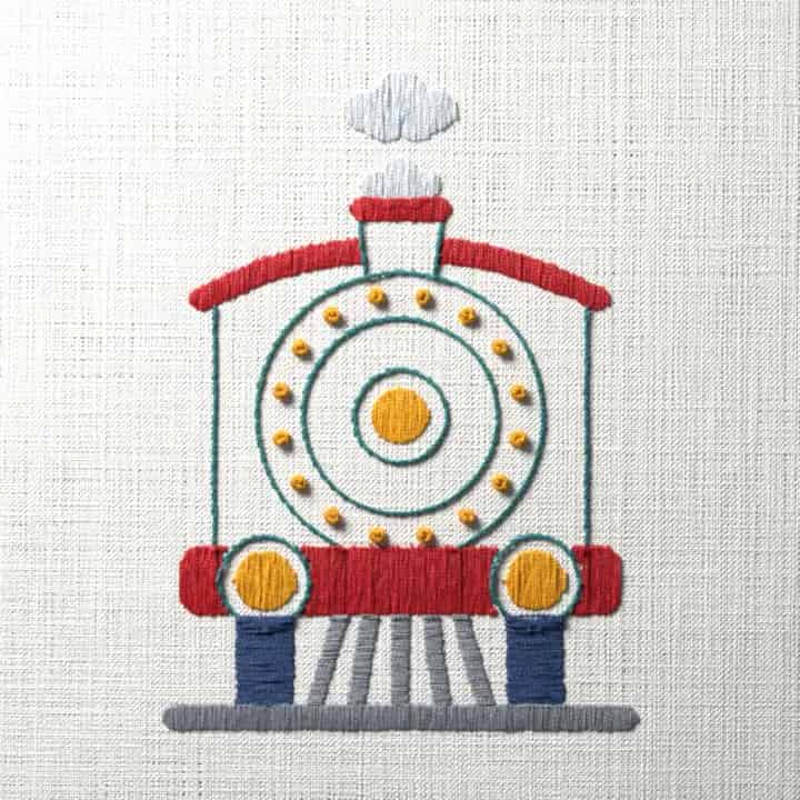 Steam engine: preview of the stitched design