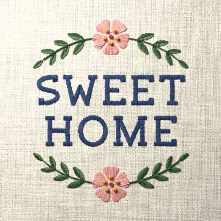 Sweet home: preview of the stitched design