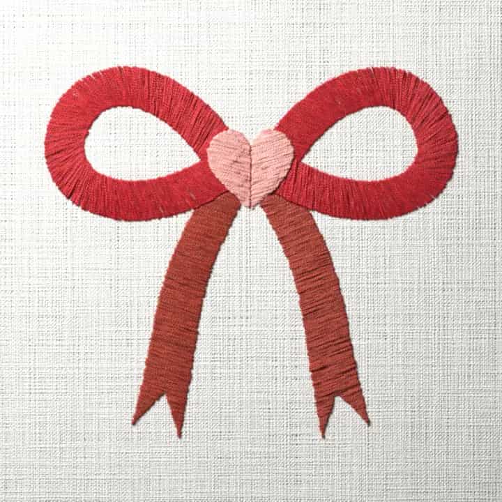 Sweetheart bow: preview of the stitched design