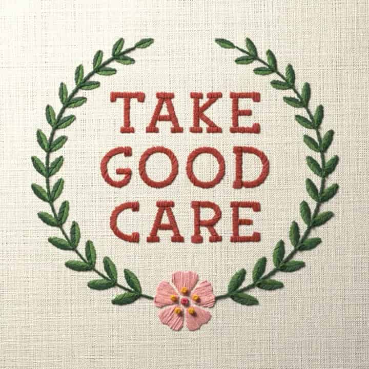 Take good care: preview of the stitched design