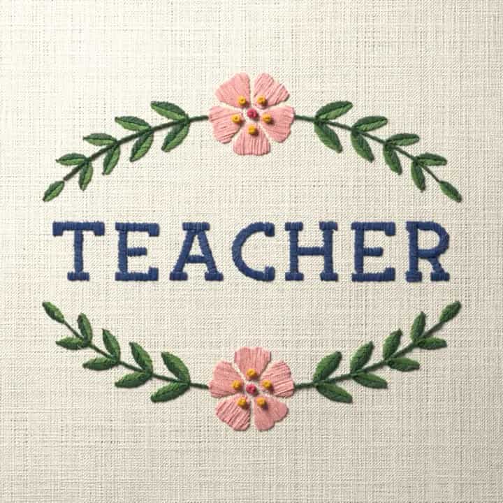 Teacher: preview of the stitched design