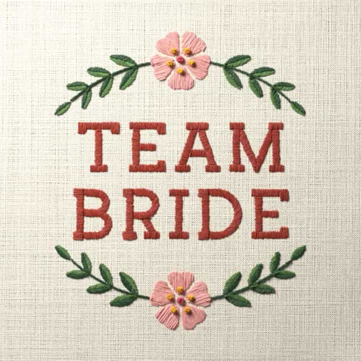 Team bride: preview of the stitched design