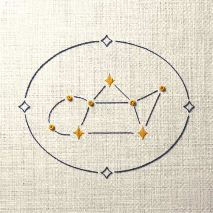 Teapot stars of Sagittarius: preview of the stitched design