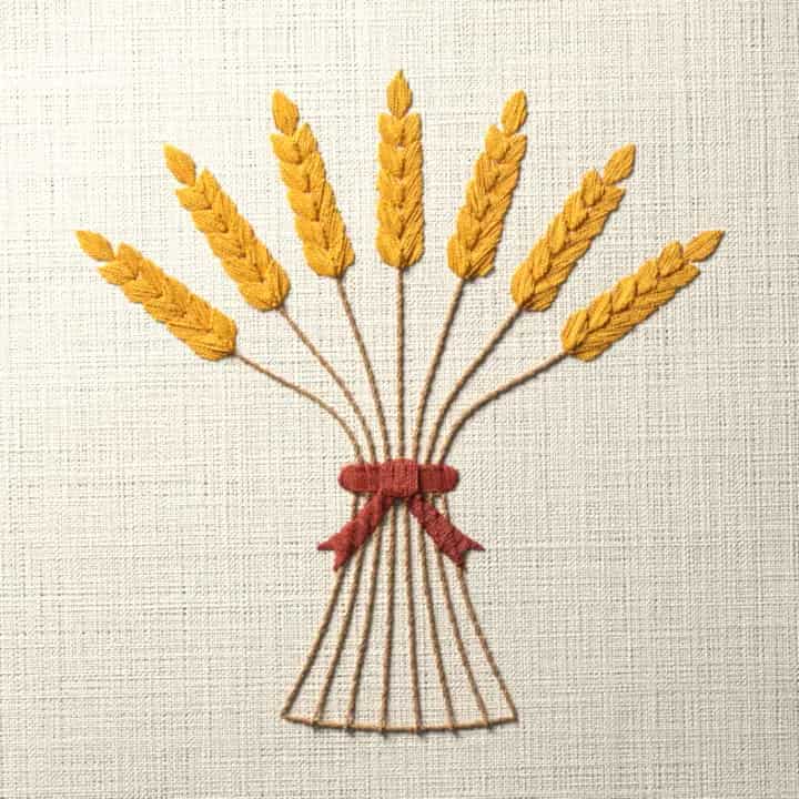 Tied wheat sheaf: preview of the stitched design