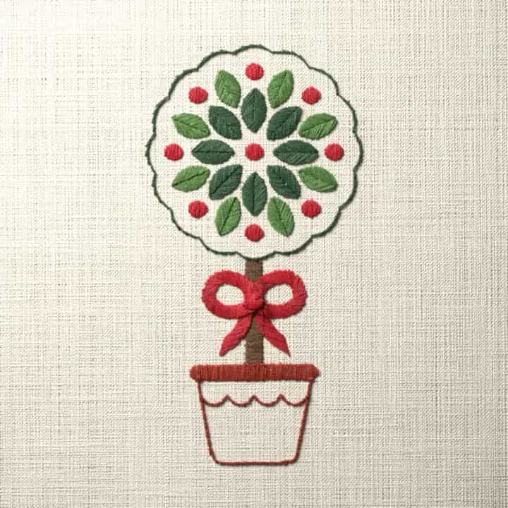 Topiary tree in a pot: preview of the stitched design
