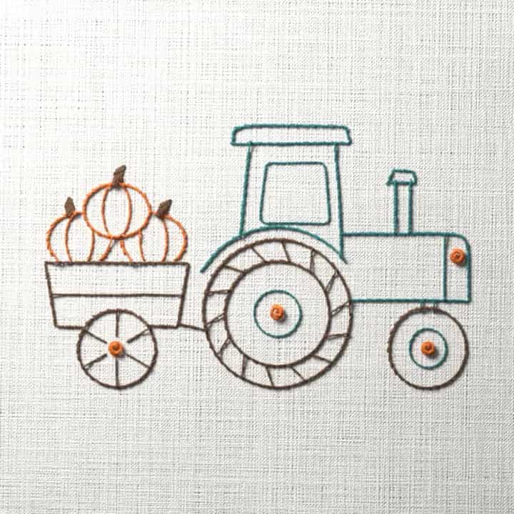 Harvest tractor: preview of the stitched design