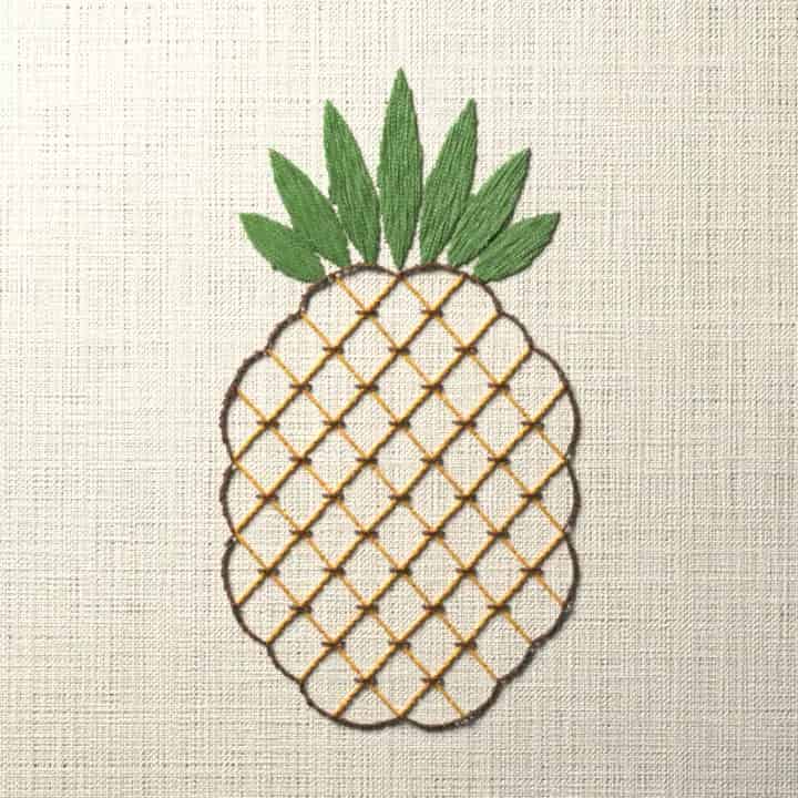Trellis stitch pineapple: preview of the stitched design