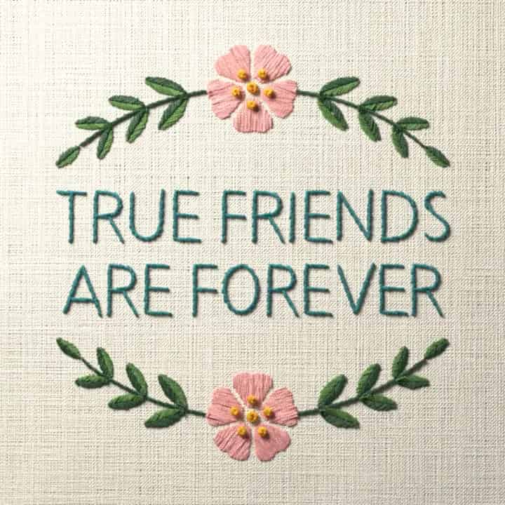 True friends are forever: preview of the stitched design