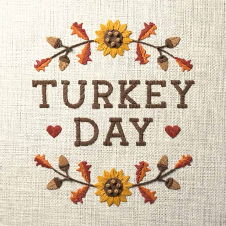 Turkey day: preview of the stitched design