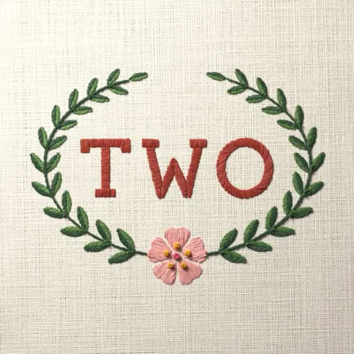 Two: preview of the stitched design