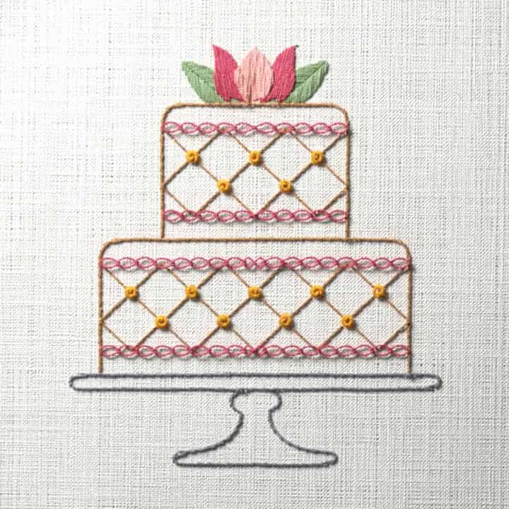 Quilted wedding cake: preview of the stitched design