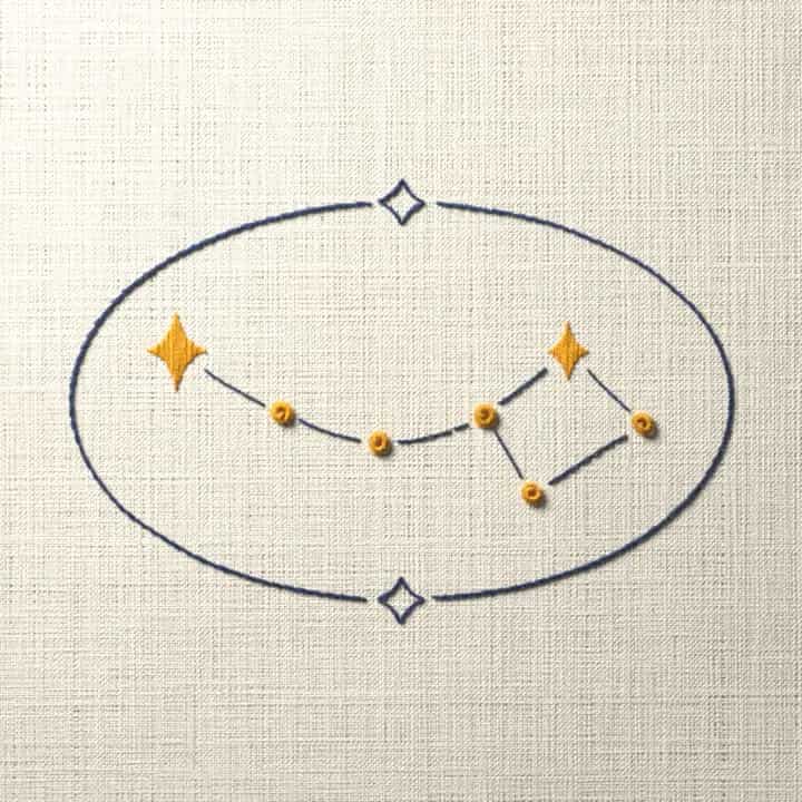 Ursa Minor constellation: preview of the stitched design