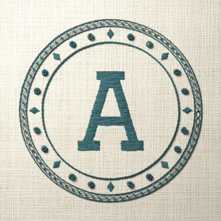Varsity letter ring monogram, letter A: preview of the stitched design