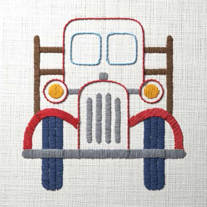 Vintage pickup truck: preview of the stitched design