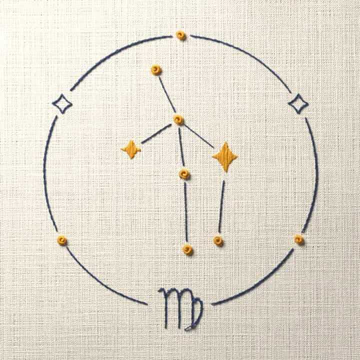 Virgo zodiac sign: preview of the stitched design