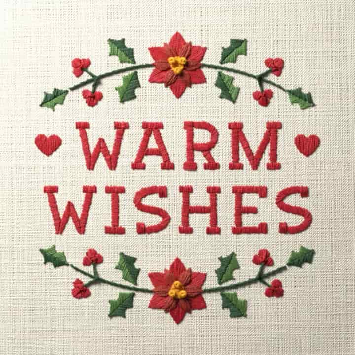Warm wishes: preview of the stitched design