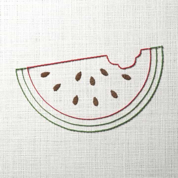 Watermelon slice: preview of the stitched design