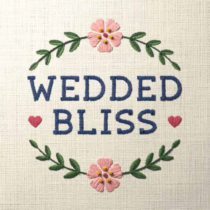 Wedded bliss: preview of the stitched design