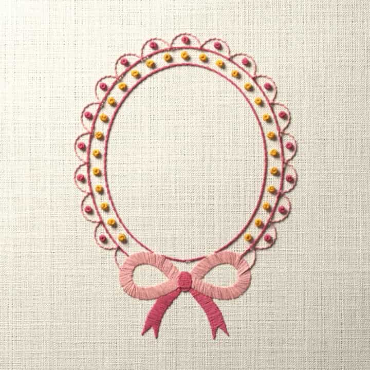 Lace frame for a wedding monogram: preview of the stitched design