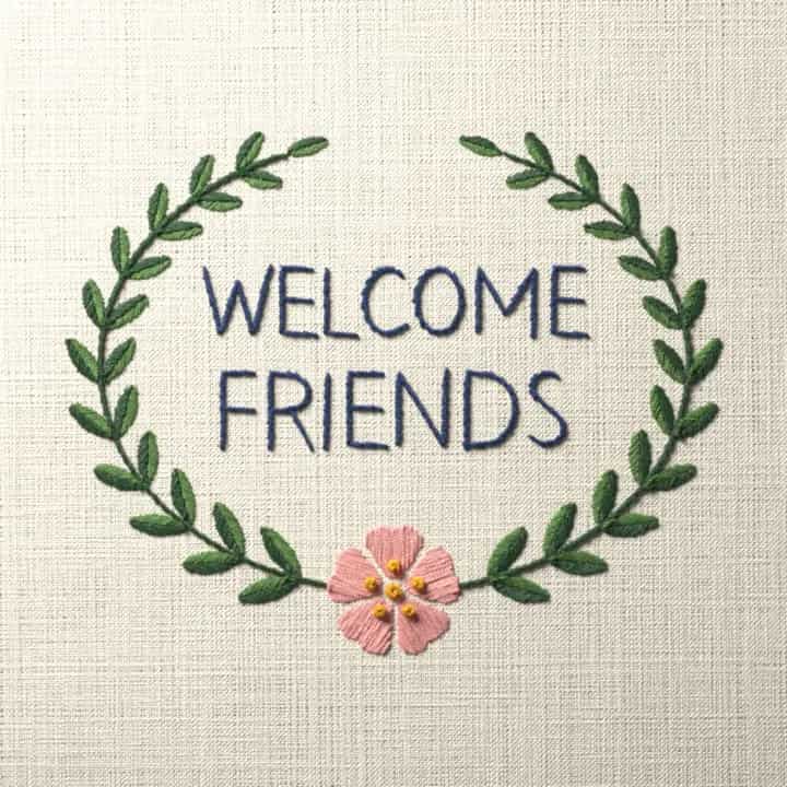 Welcome friends: preview of the stitched design