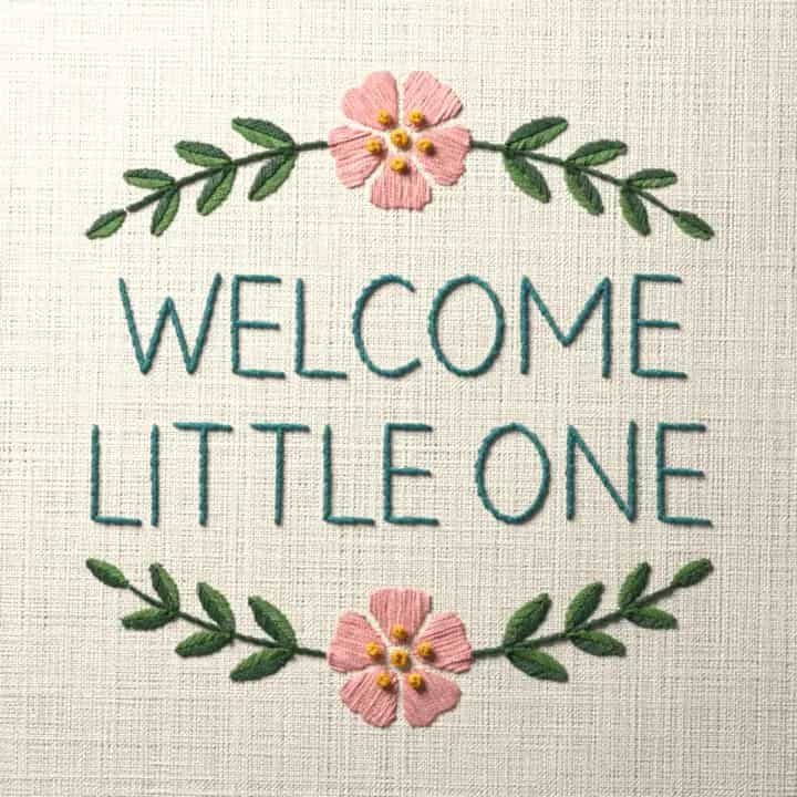 Welcome little one: preview of the stitched design