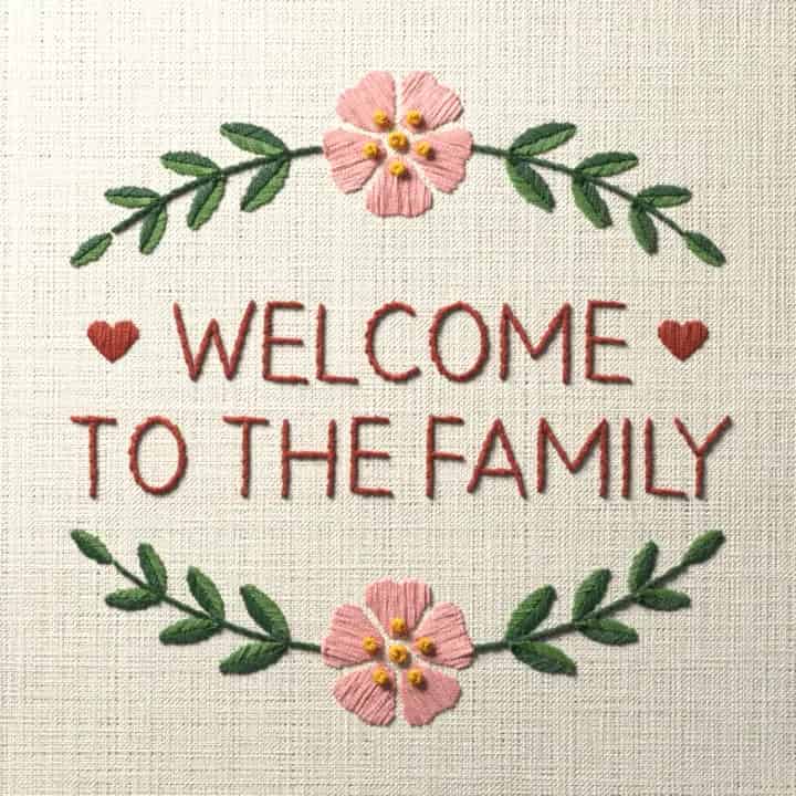 Welcome to the family: preview of the stitched design