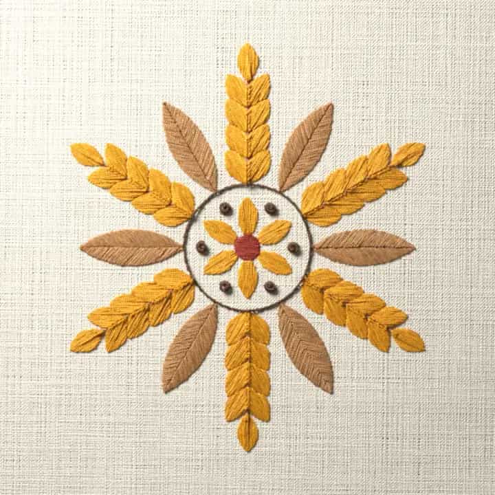Harvest star of wheat ears: preview of the stitched design