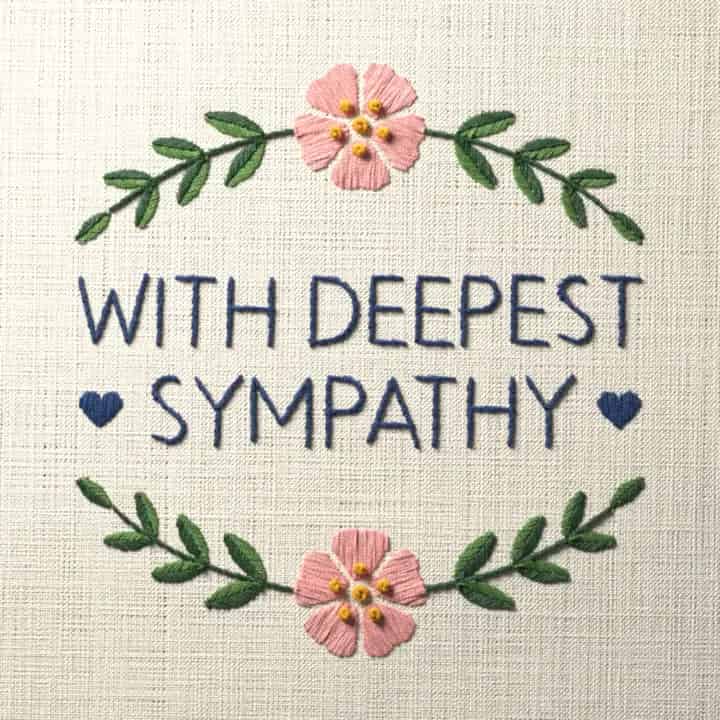 With deepest sympathy: preview of the stitched design