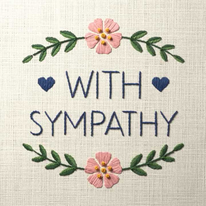 With sympathy: preview of the stitched design