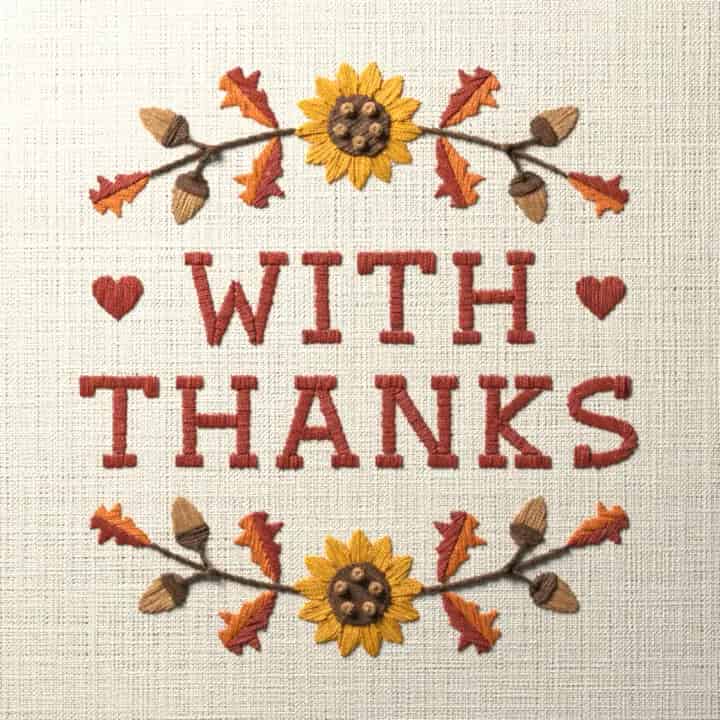 With thanks: preview of the stitched design